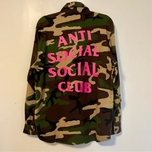 Anti Social Social Club Pink Logo Camo Flannel Shirt Size S